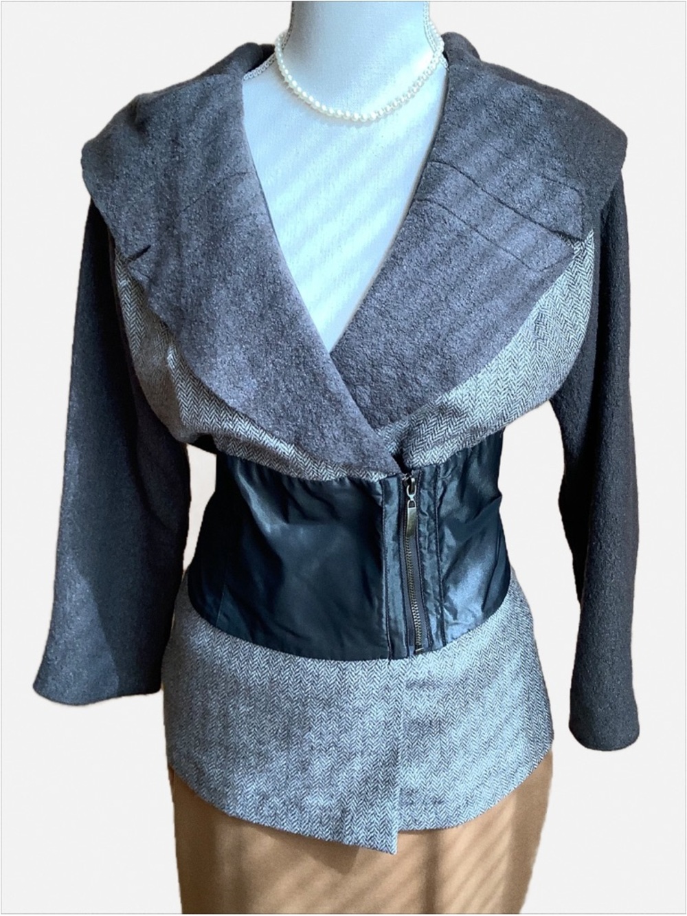 KAPALUA Brown Wool Tweed Cinch Waist Unlined Jacket Size 12